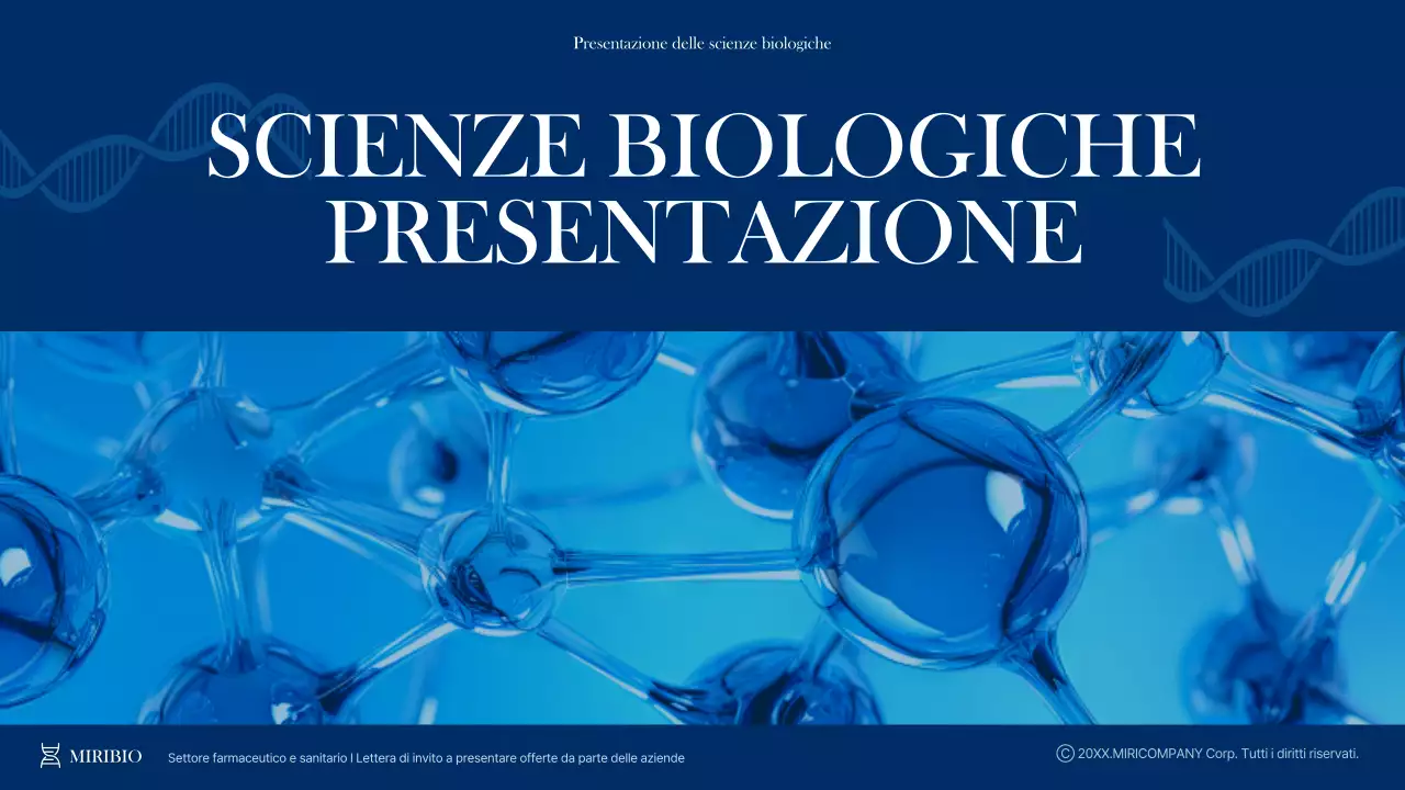 Profilo di un'azienda sanitaria e farmaceutica moderna in blu e azzurro