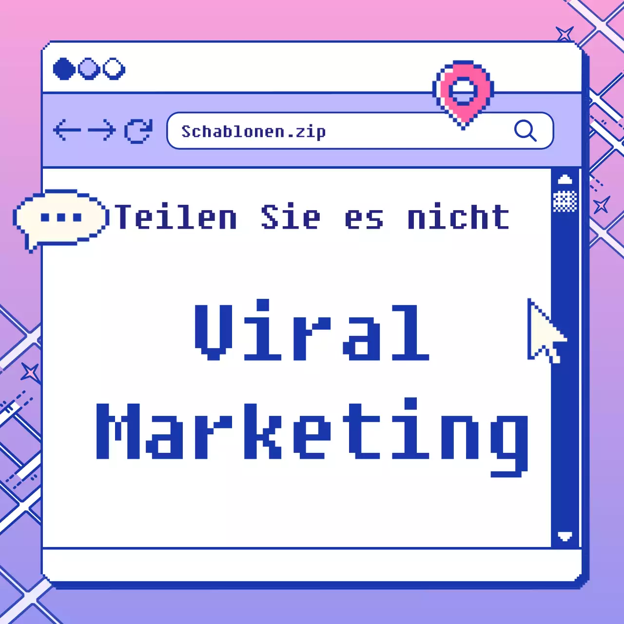 Vintage-Anzeige für virales Marketing mit lilafarbenem Hintergrund