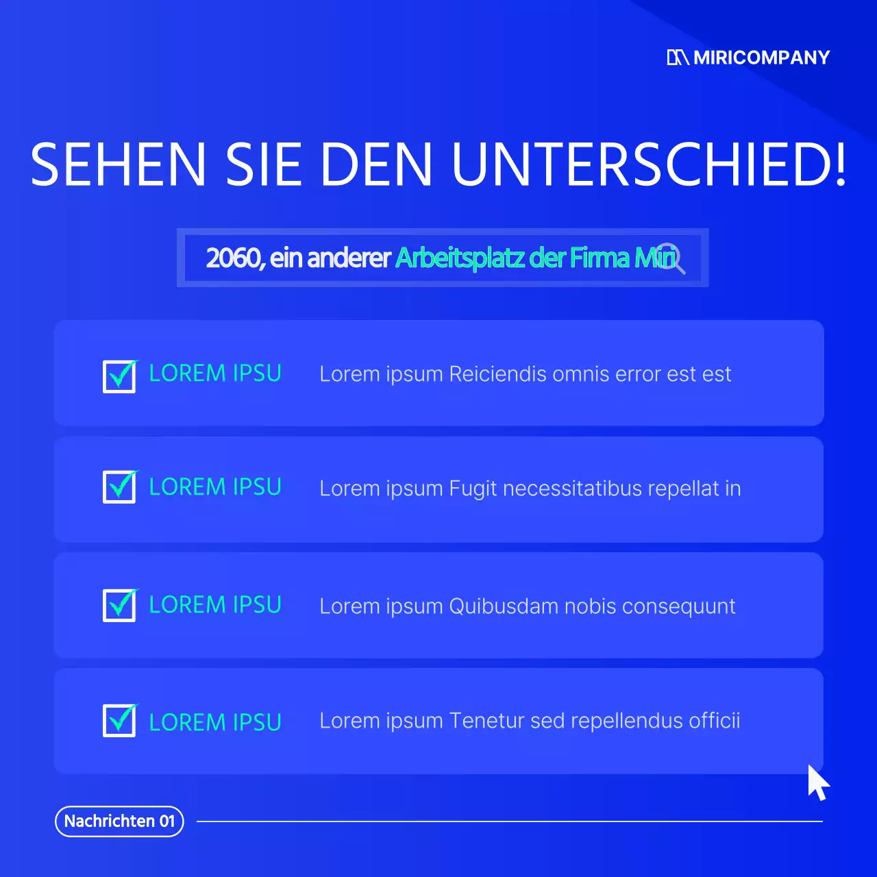 Ein einfacher blau-weißer Business-Newsletter