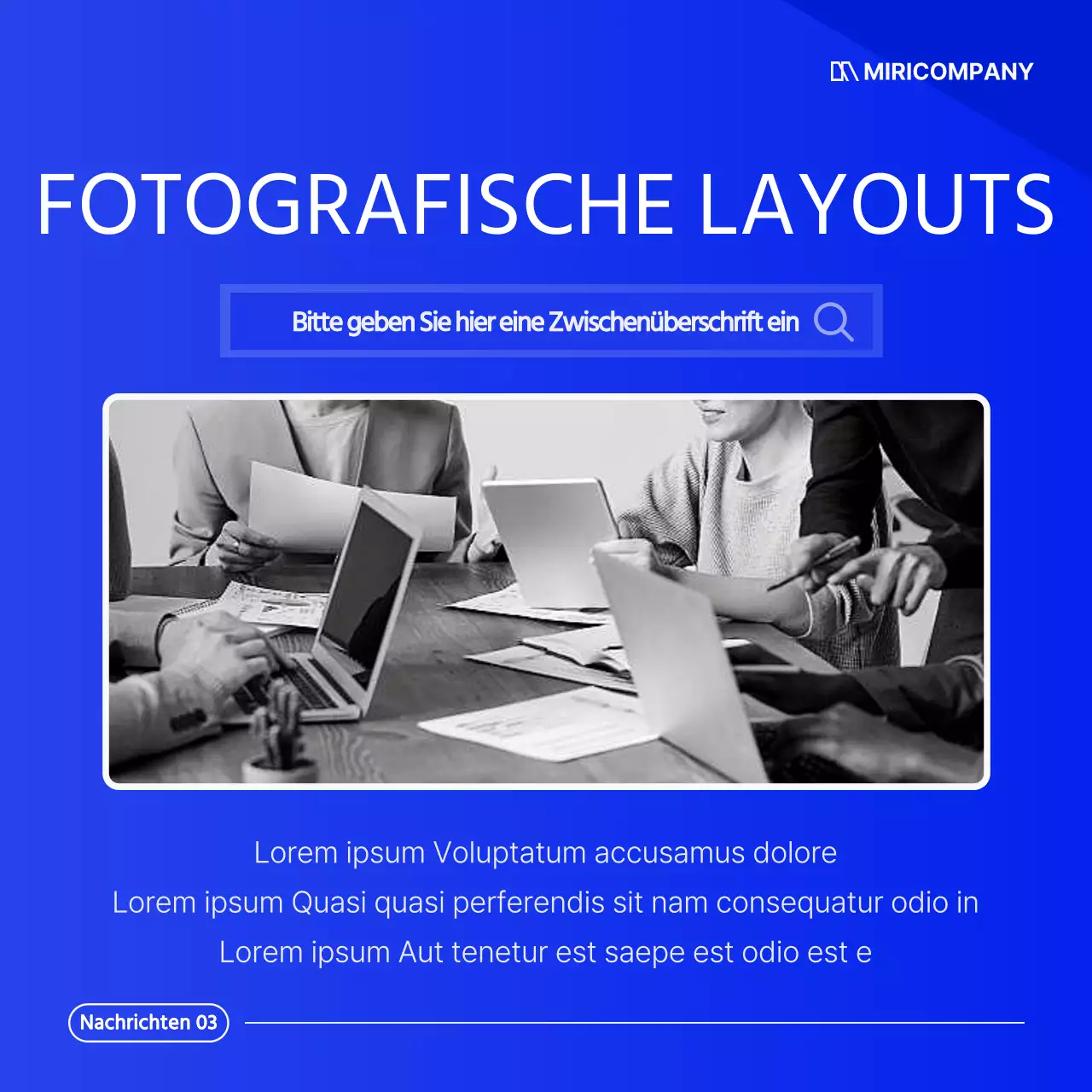 Ein einfacher blau-weißer Business-Newsletter