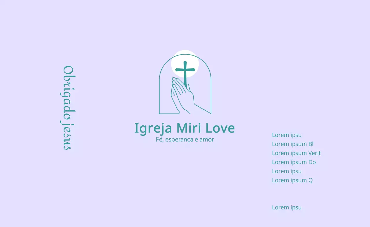 Ilustração de linha turquesa do logótipo de uma igreja e de um versículo da Bíblia