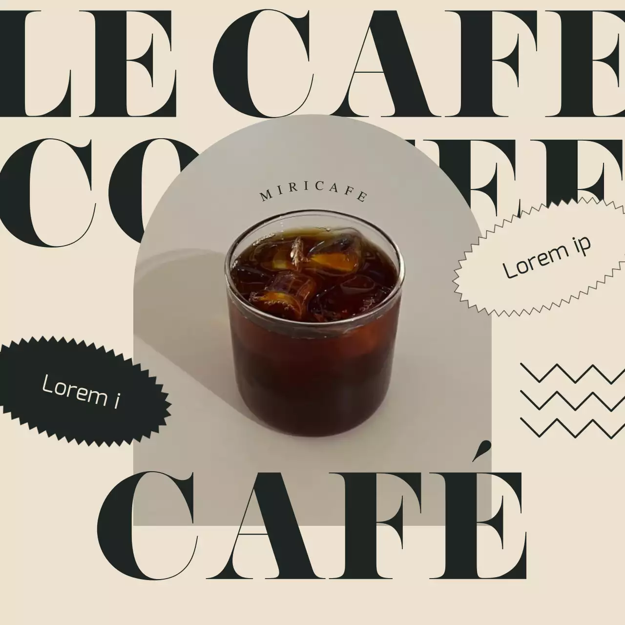 Une publicité simple pour la marque d'un café en vert et ivoire