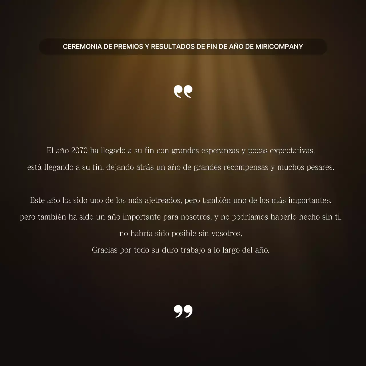 Presentaciones de resultados de lujo en oro y marrón e informes de eventos de fin de año