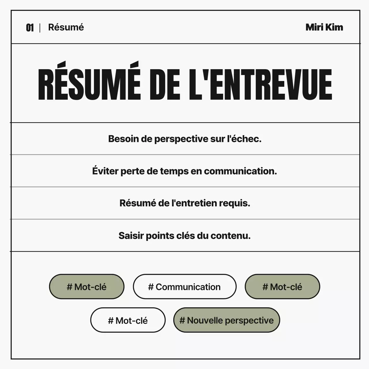 Portrait d'entreprise simple interview magazine en noir et blanc et kaki