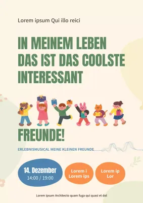 Werbung für ein kitschiges Musical auf gelbem Hintergrund