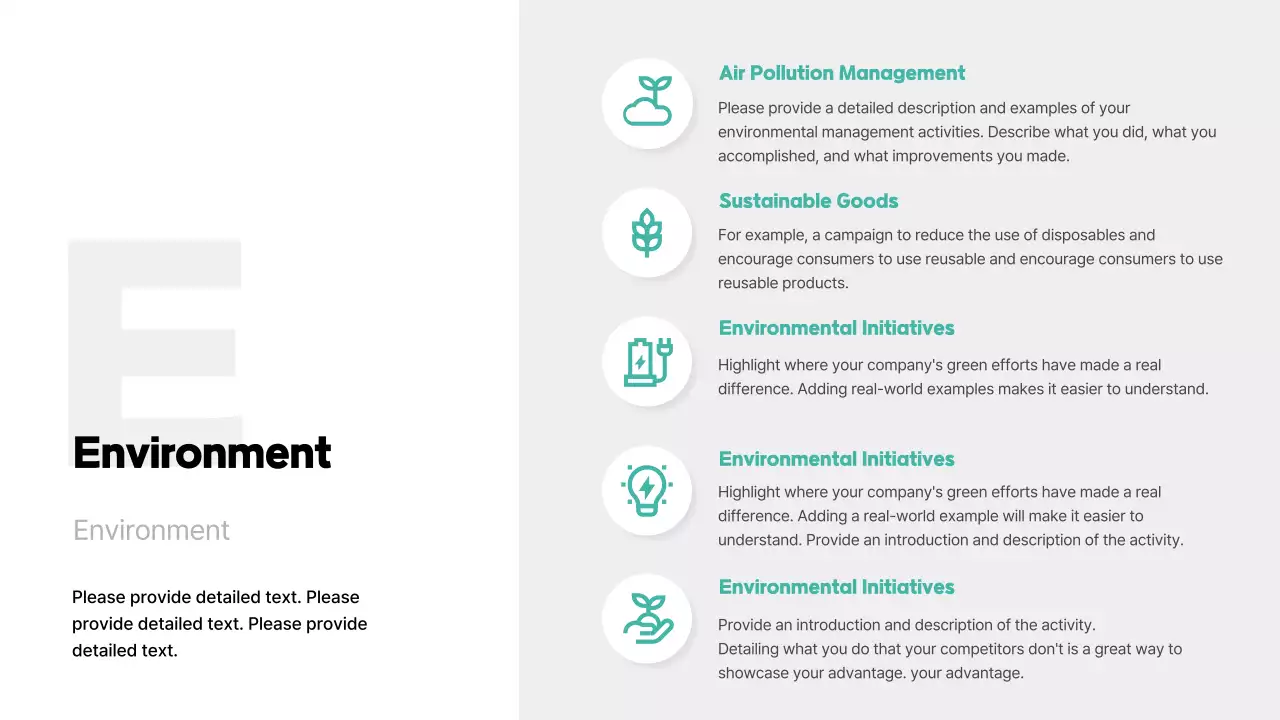 Basic feel with mint accent color ESG reports