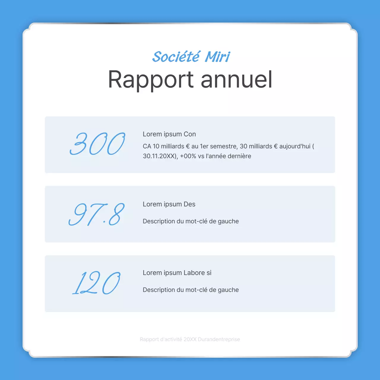 Un poste de déclaration de fin d'année simple en bleu clair et blanc