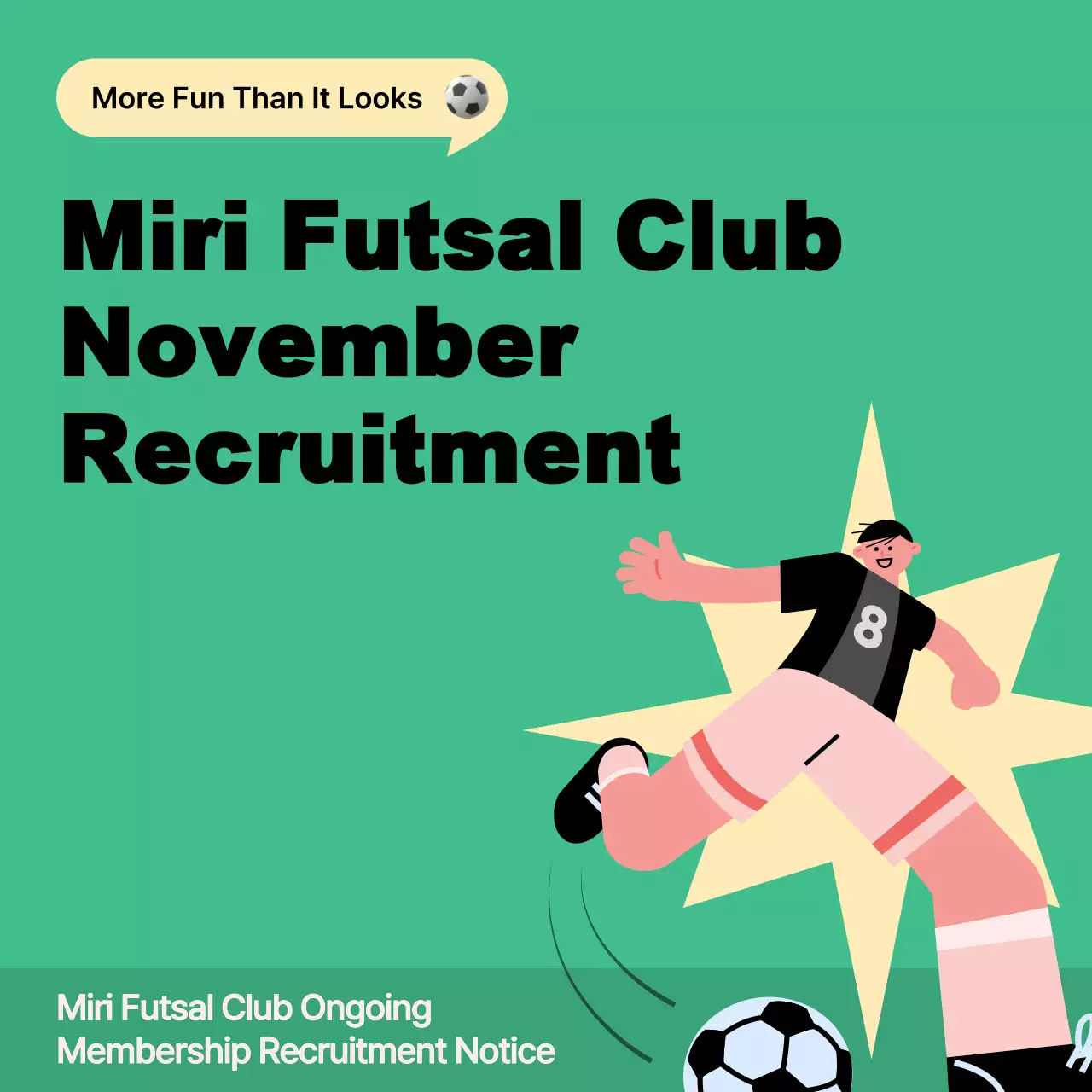 Green Modern Futsal Recruitment Social Media Post