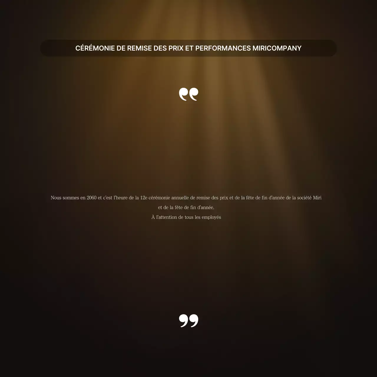 Présentations des performances de l'or et du brun de luxe et rapports sur les événements de fin d'année