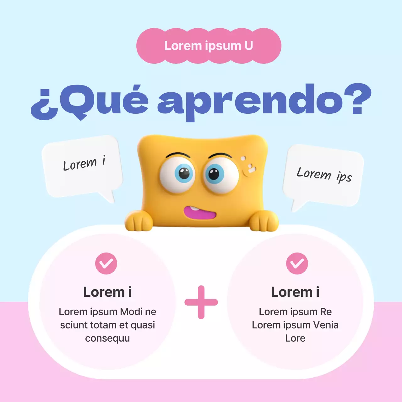 Una sencilla combinación de colores rosa y azul claro para presentar el departamento