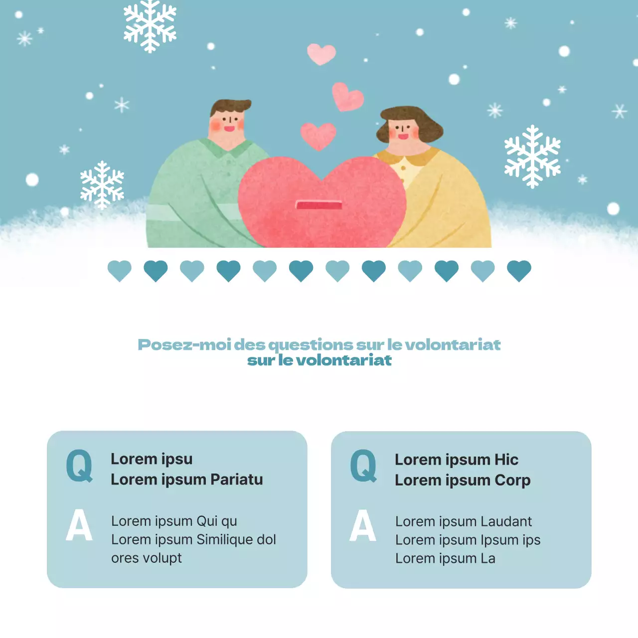 Faites la promotion de votre recrutement de volontaires pour l'hiver avec du jaune et du bleu clair.