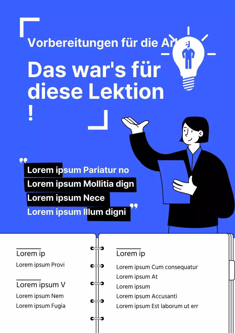Blauer und weißer minimalistischer Leitfaden für die Berufsvorbereitung