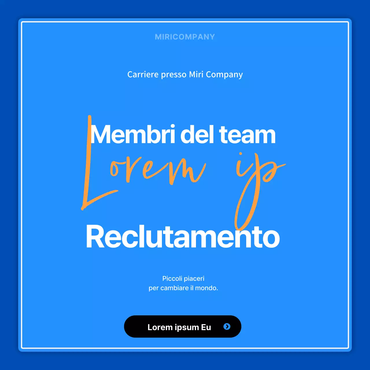 Annunci di lavoro minimalisti in blu e arancione per promuovere le opportunità di carriera