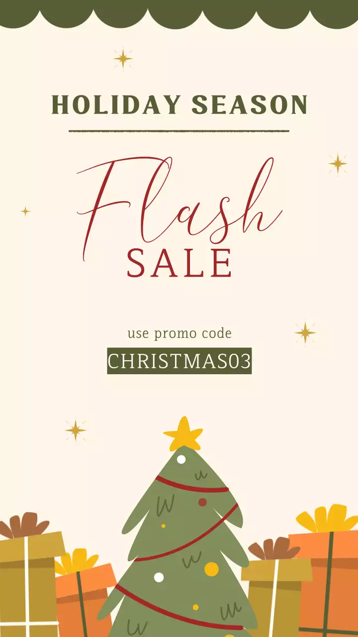 귀여운 일러스트가 있는 화려한 크리스마스 플래시 세일 인스타그램 스토리