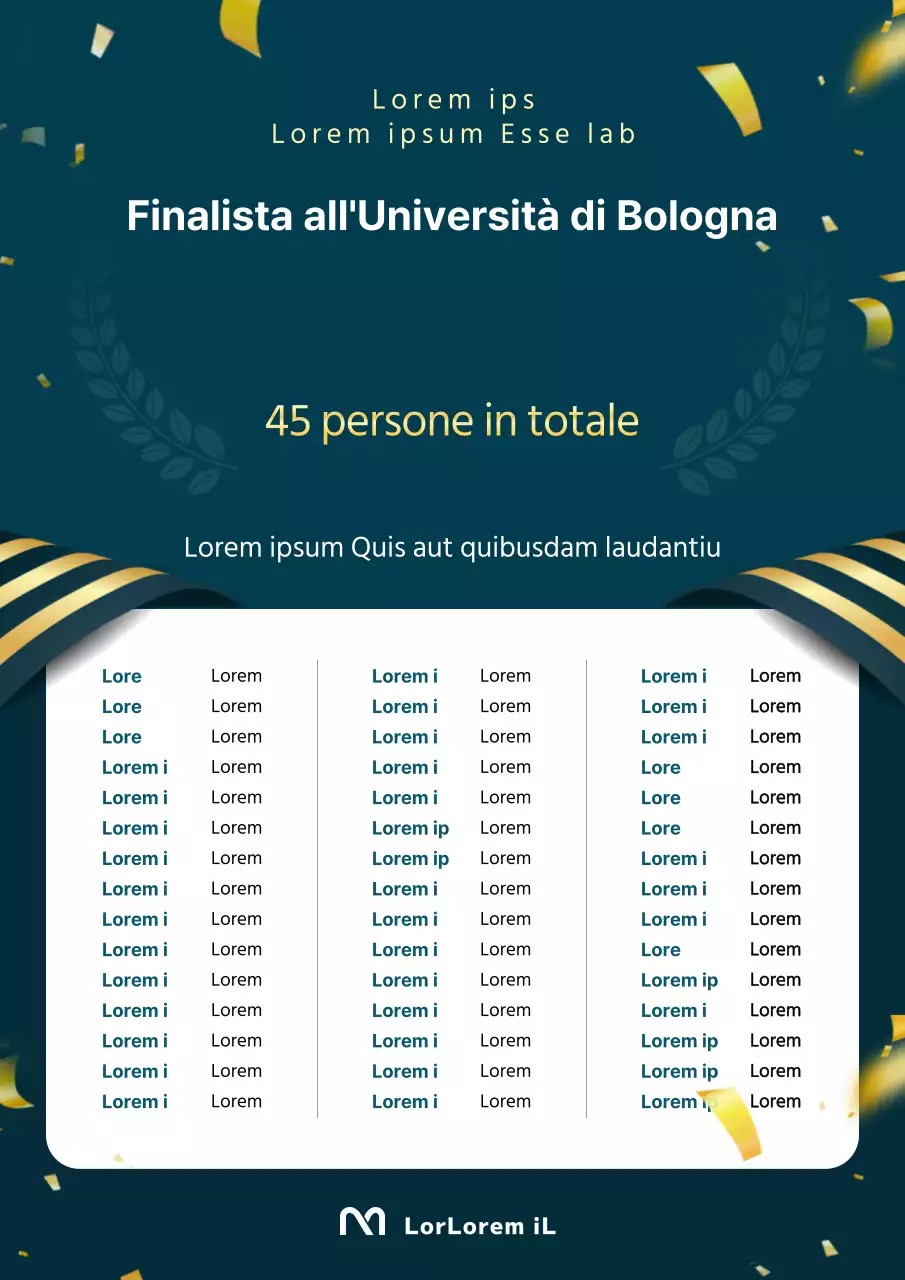 Annuncio dei candidati di successo in verde e oro