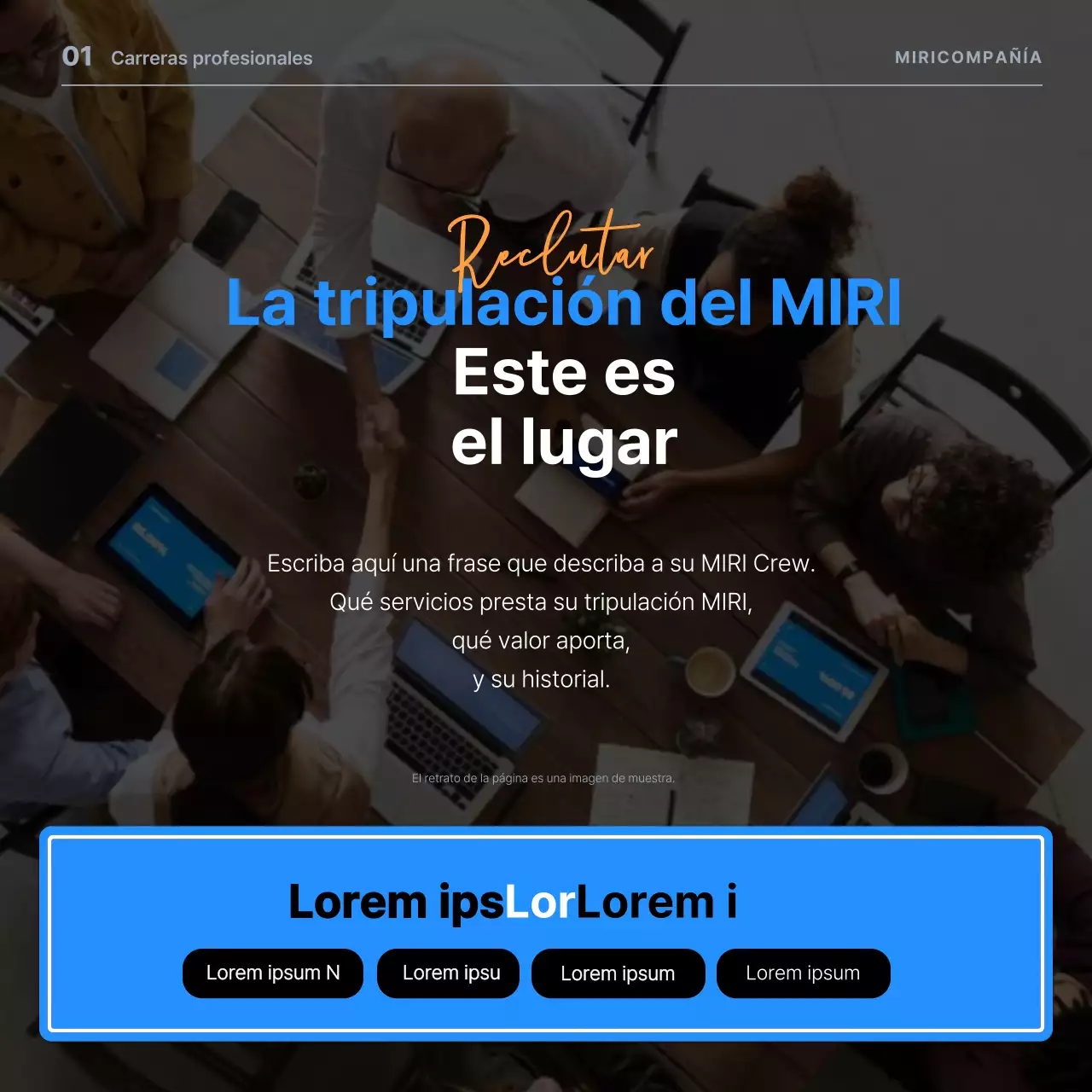 Ofertas de empleo minimalistas en azul y naranja para promover las oportunidades profesionales