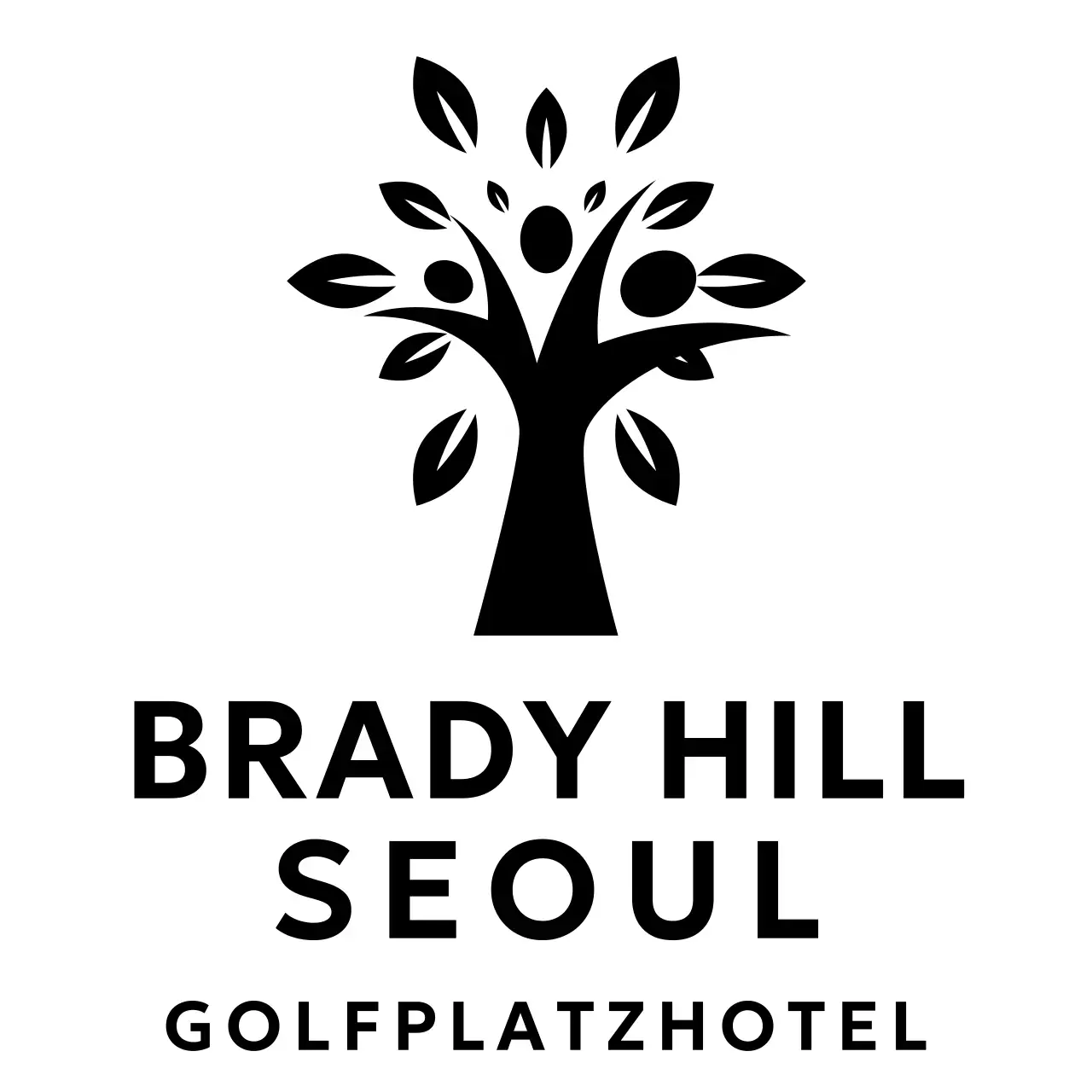 Golfhotel-Markenlogo mit Baum-Illustration