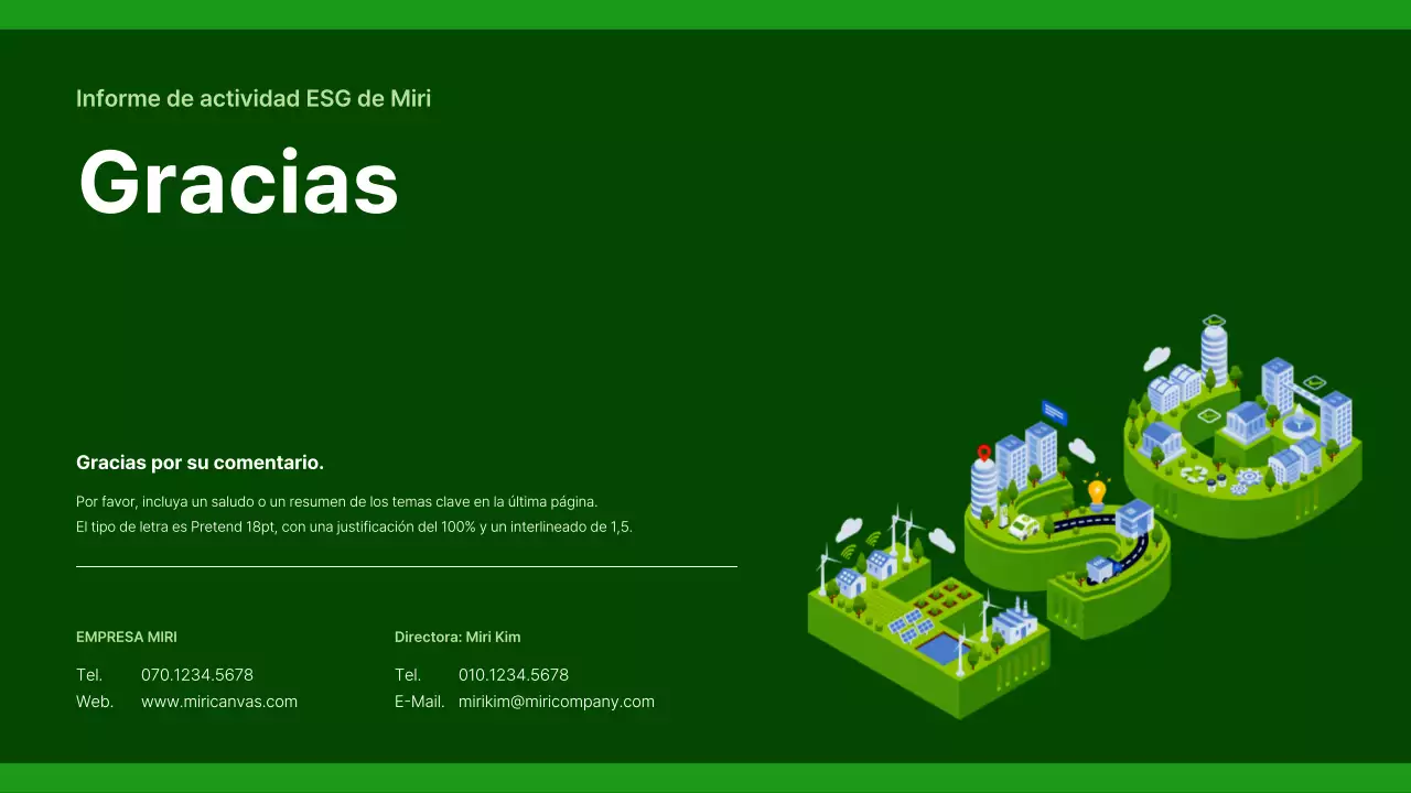 Un sencillo informe de responsabilidad social corporativa en verde y gris