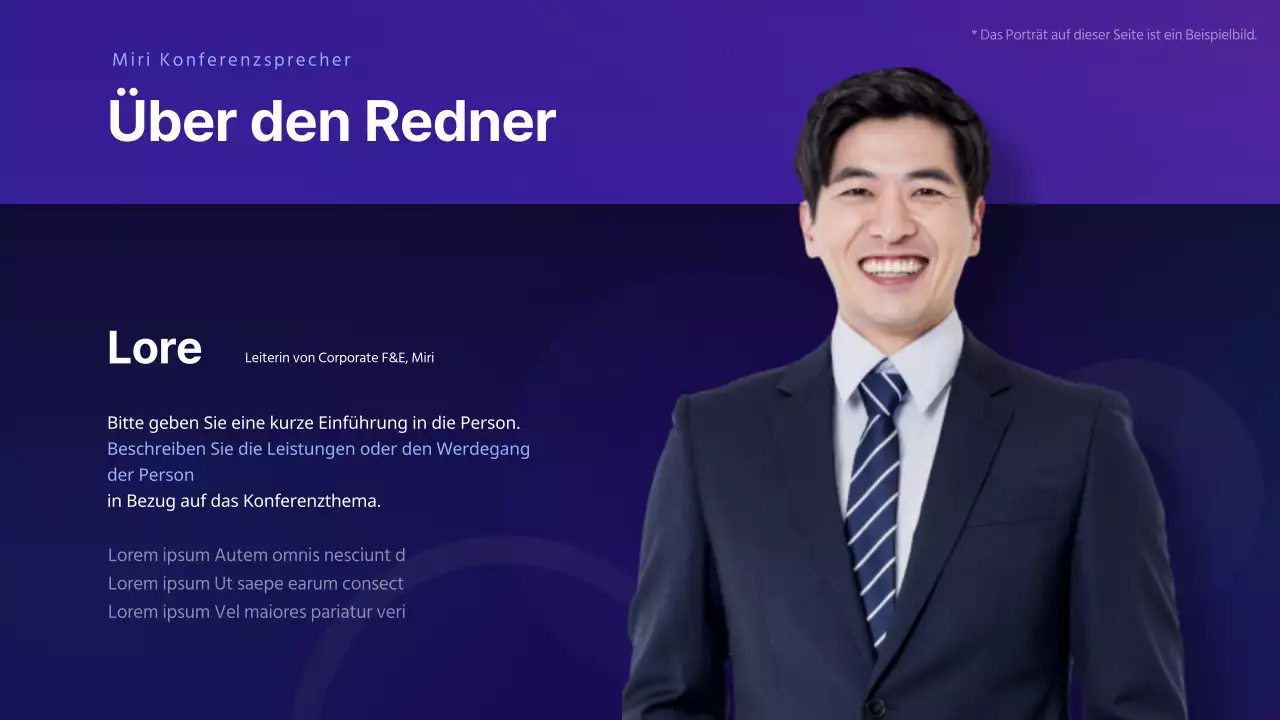 Einfache Beschreibung einer Rednerkonferenz mit lila Hintergrund