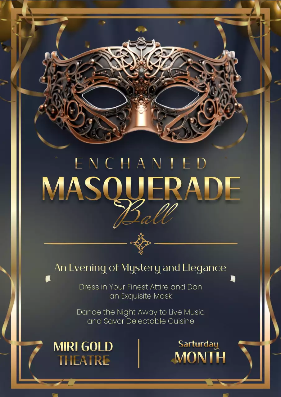 Gold Elegant Masquerade Invitation Poster