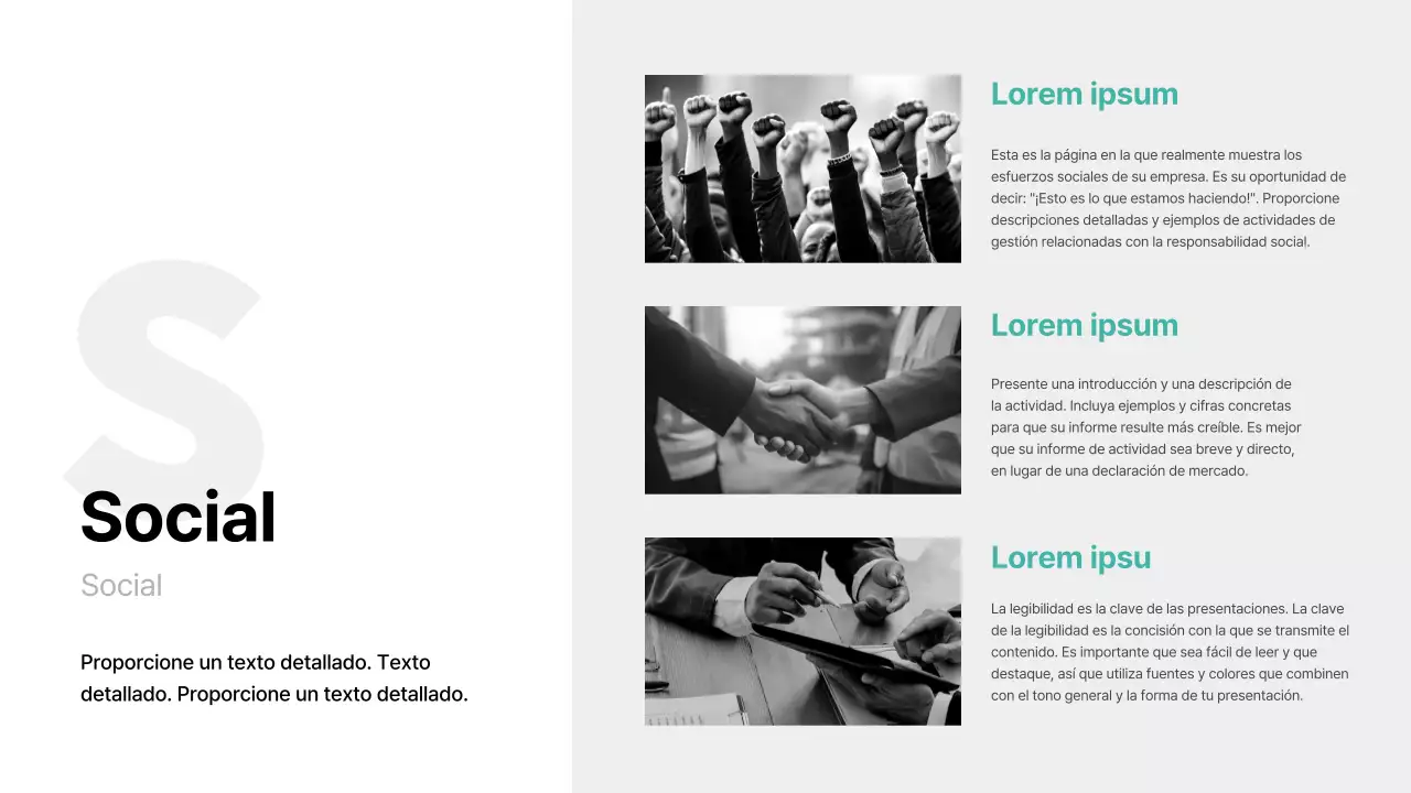 Tacto básico con acento en color menta Informe ESG