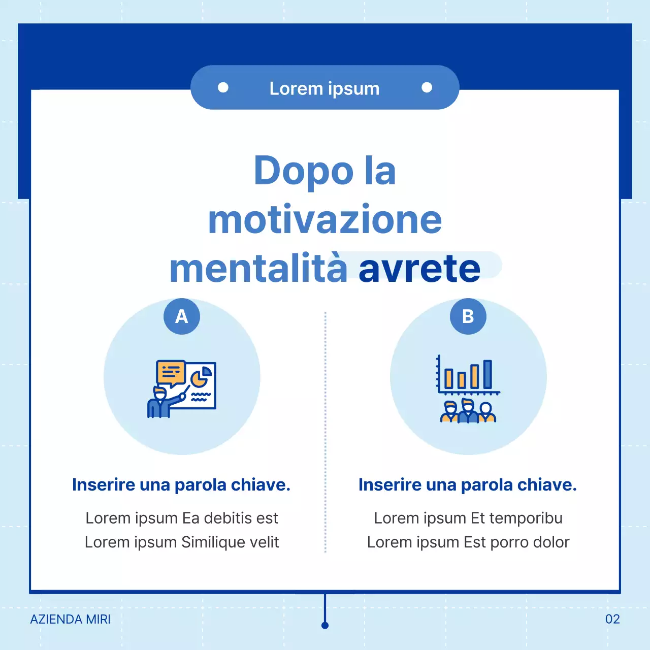 Semplice illustrazione di consulenza aziendale blu e azzurra per la formazione