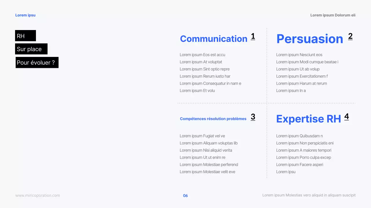 Supports de cours sur les carrières modernes en ressources humaines en bleu et noir