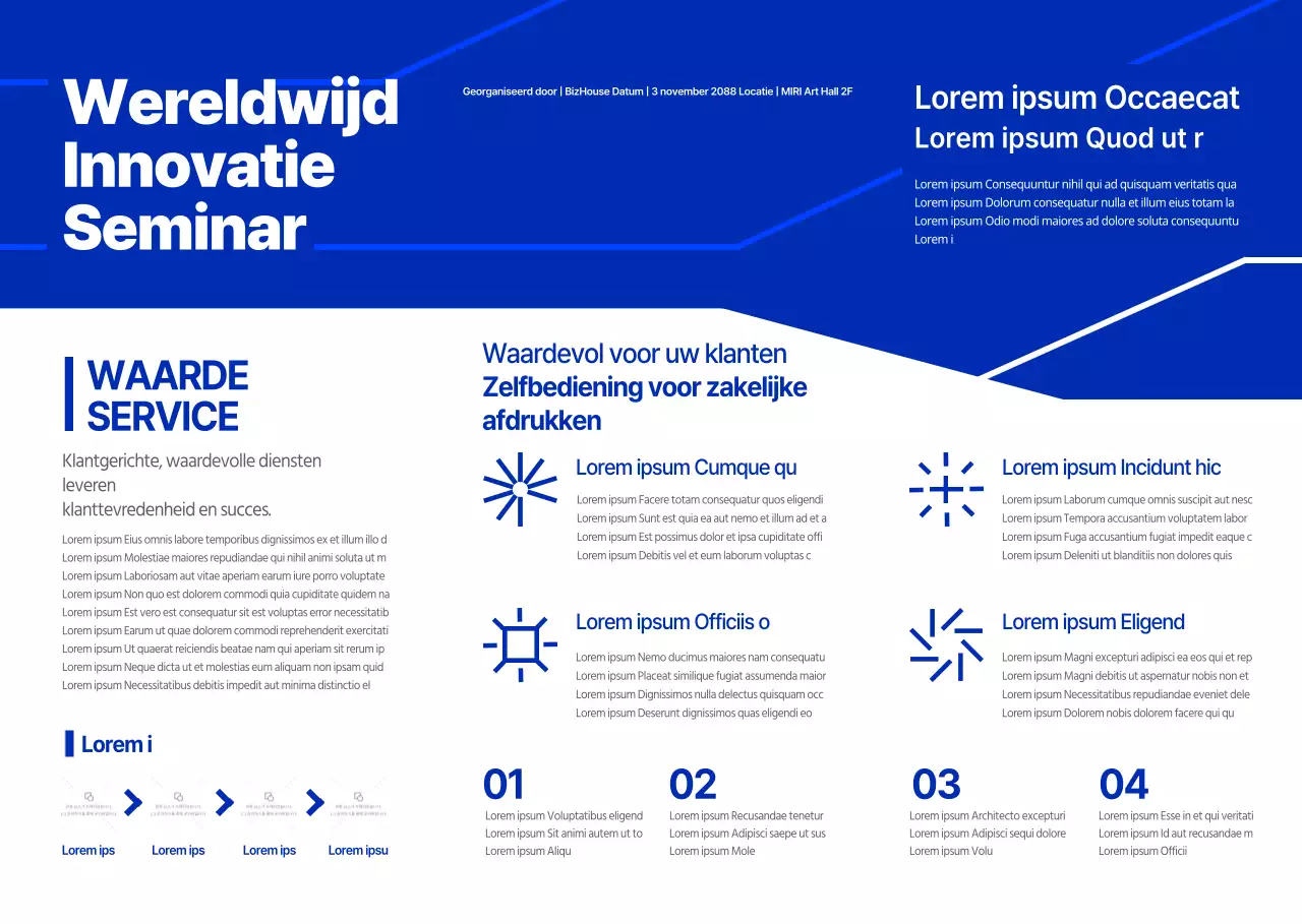 Introductie van een blauw getint, verfijnd bedrijfsseminar