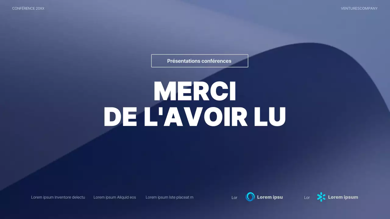 Une présentation de conférence moderne en bleu marine