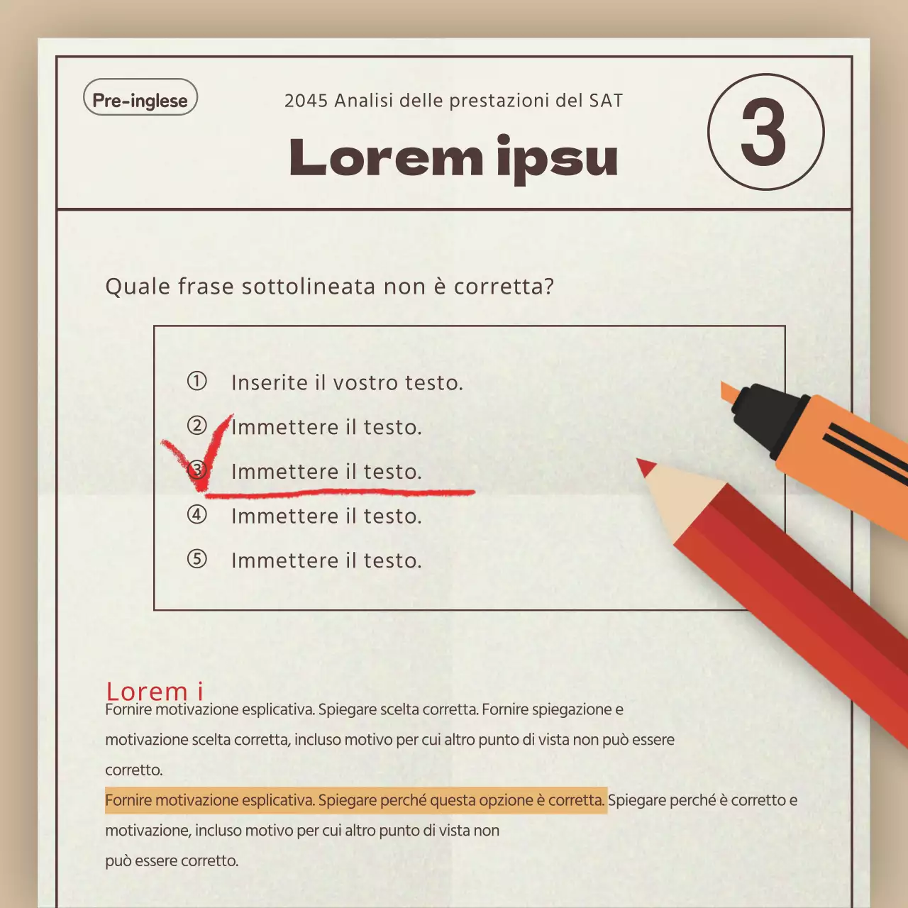 Un semplice rapporto beige e rosso di analisi delle tendenze degli esami SAT per le accademie