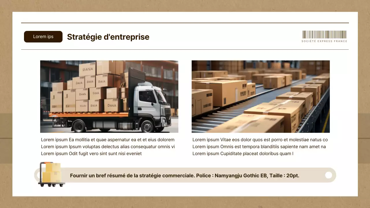Plan d'affaires simple d'une entreprise de messagerie en marron et beige