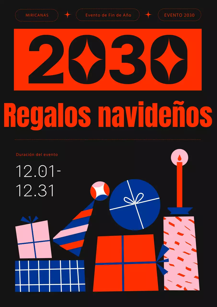 Anuncio geométrico rojo y negro de regalo navideño