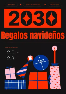 Anuncio geométrico rojo y negro de regalo navideño