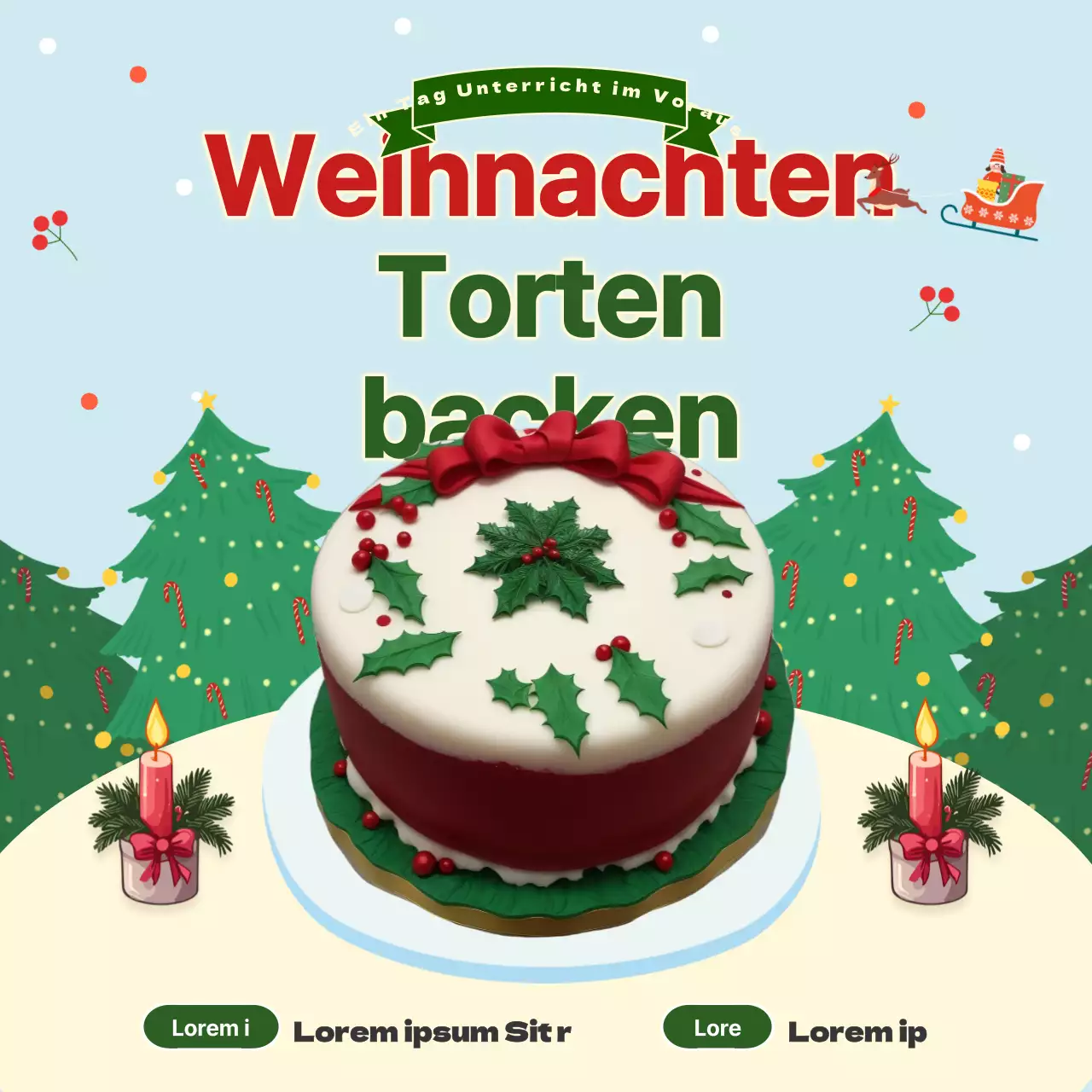 Werben Sie für Ihren eintägigen Kurs für grüne, klassische Weihnachtskuchen