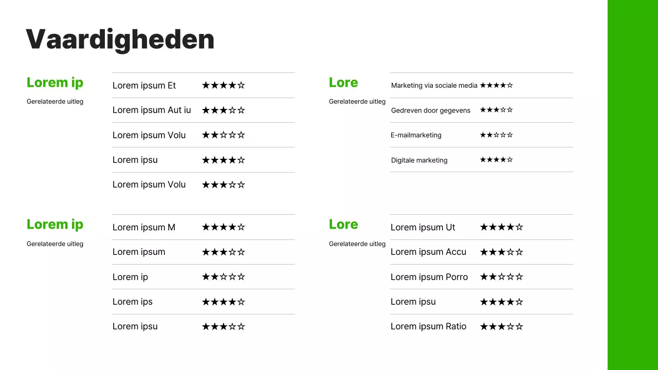Een eenvoudige loopbaanportefeuille in groen