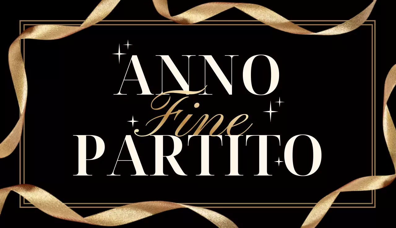 Lotteria per la festa di fine anno con accenti dorati su sfondo nero