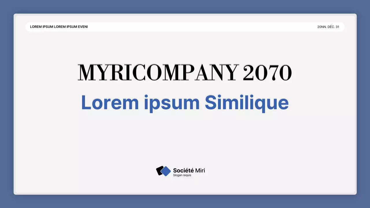 Une simple présentation de performance en bleu et blanc et un rapport sur l'événement de fin d'année