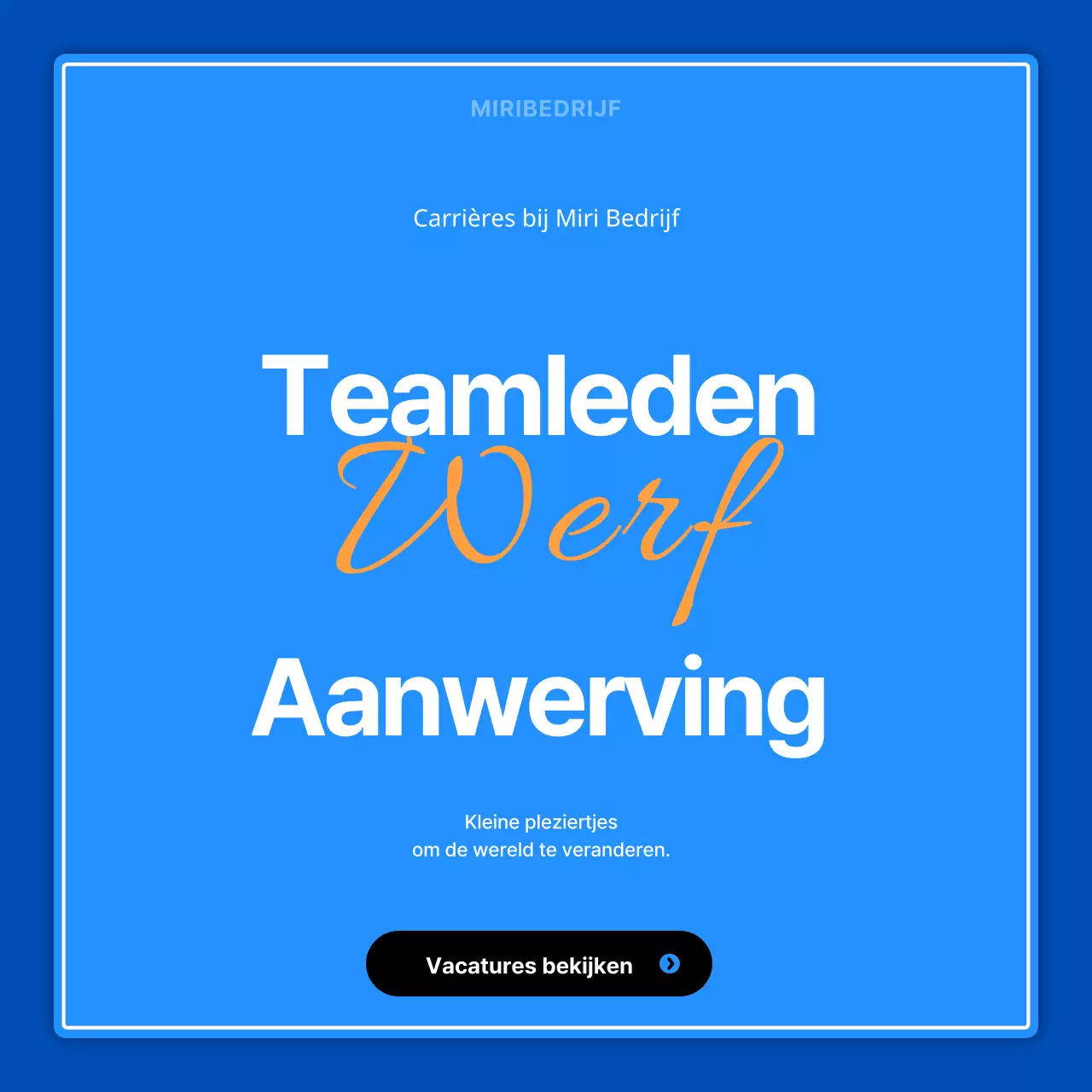 Minimalistische blauwe en oranje vacatures om carrièremogelijkheden te promoten