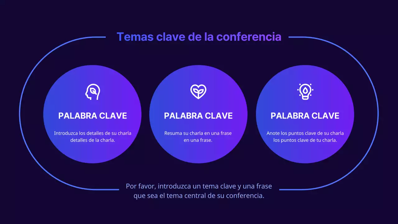 Descripción sencilla de una conferencia con fondo morado