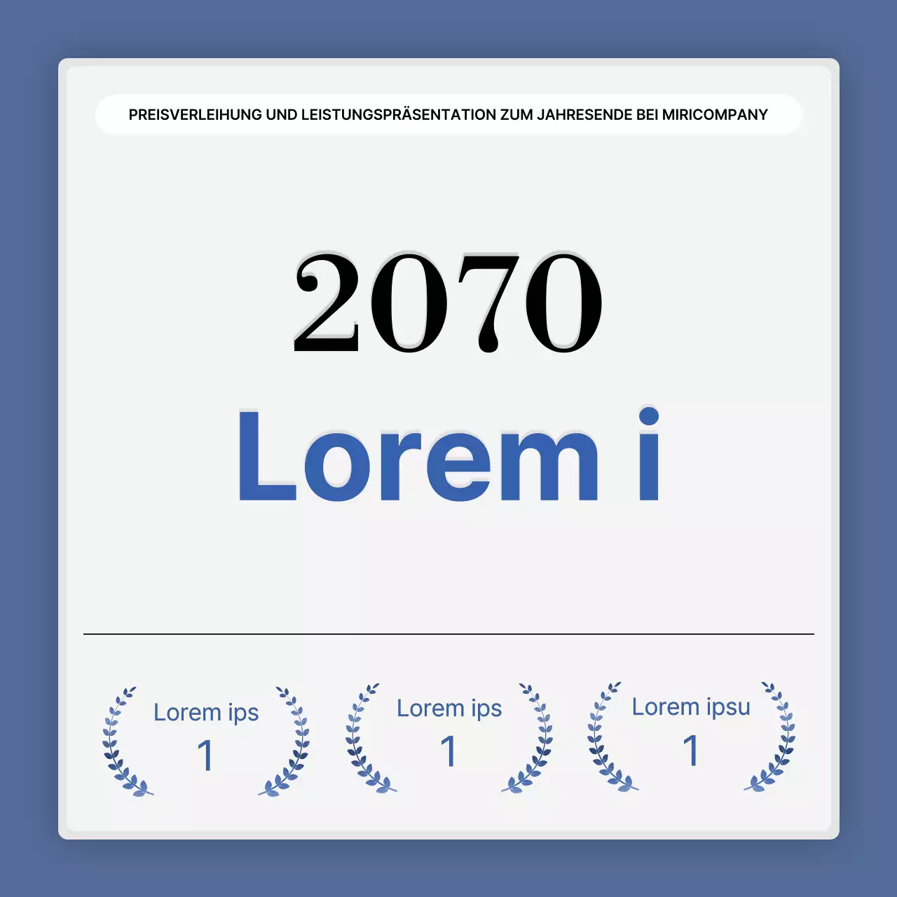 Eine einfache blau-weiße Leistungspräsentation und ein Veranstaltungsbericht zum Jahresende