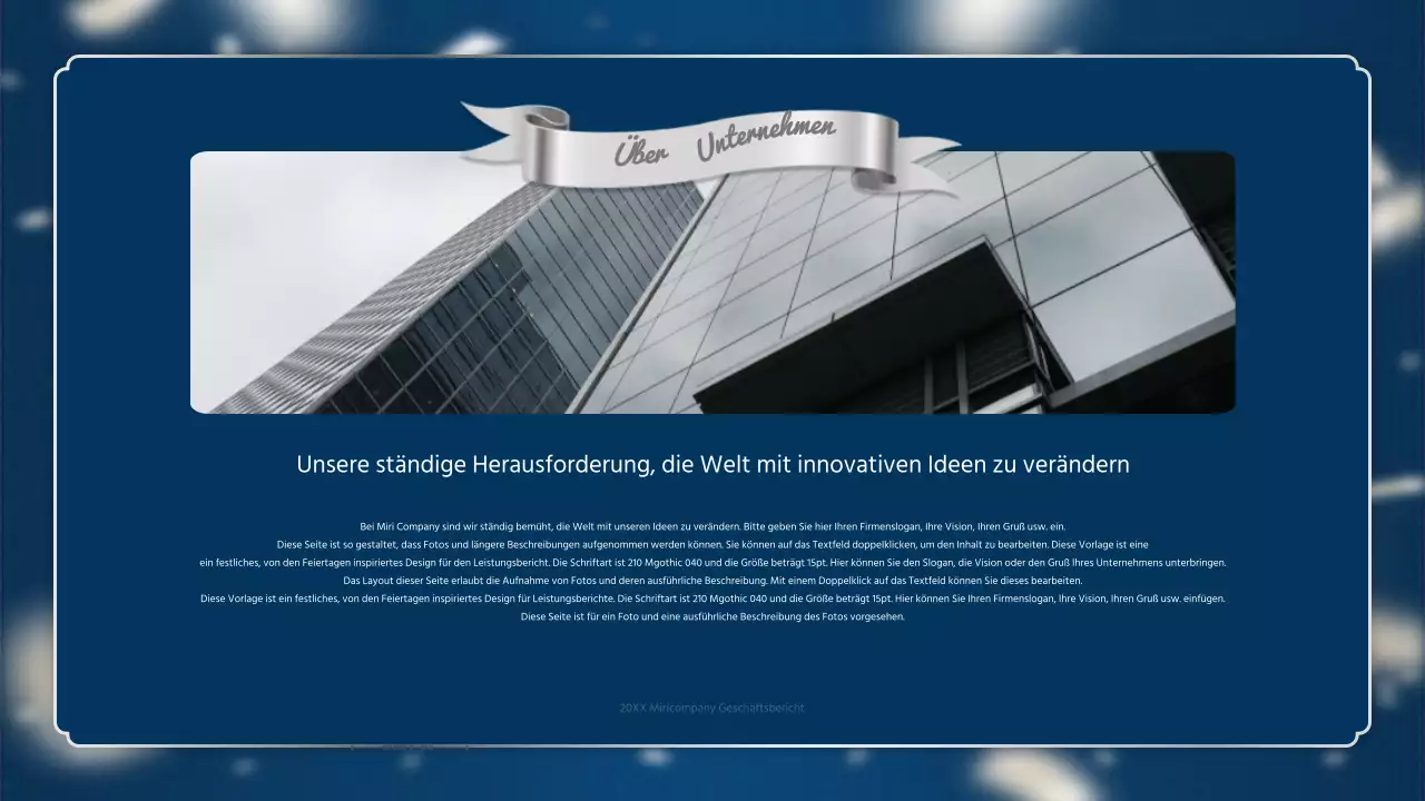 Ein luxuriöser Leistungsbericht zum Jahresende in Marineblau und Silber