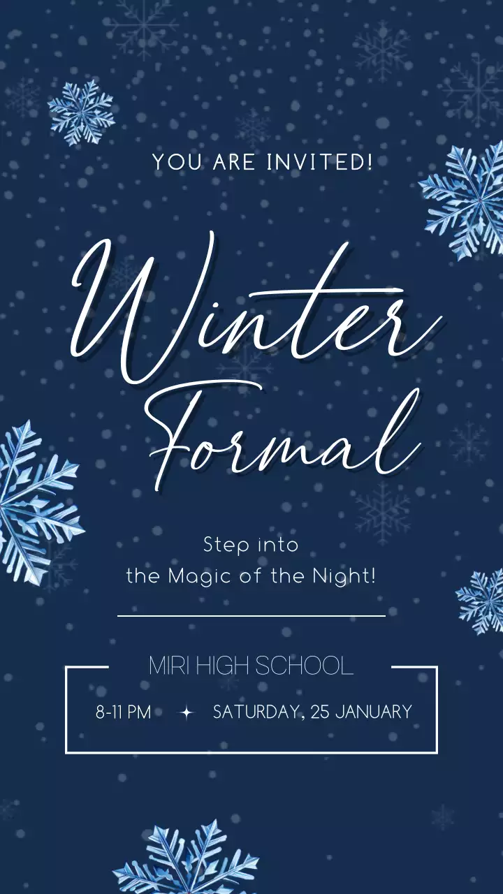 Navy and White Classic Winter Formal Dance Invitation
