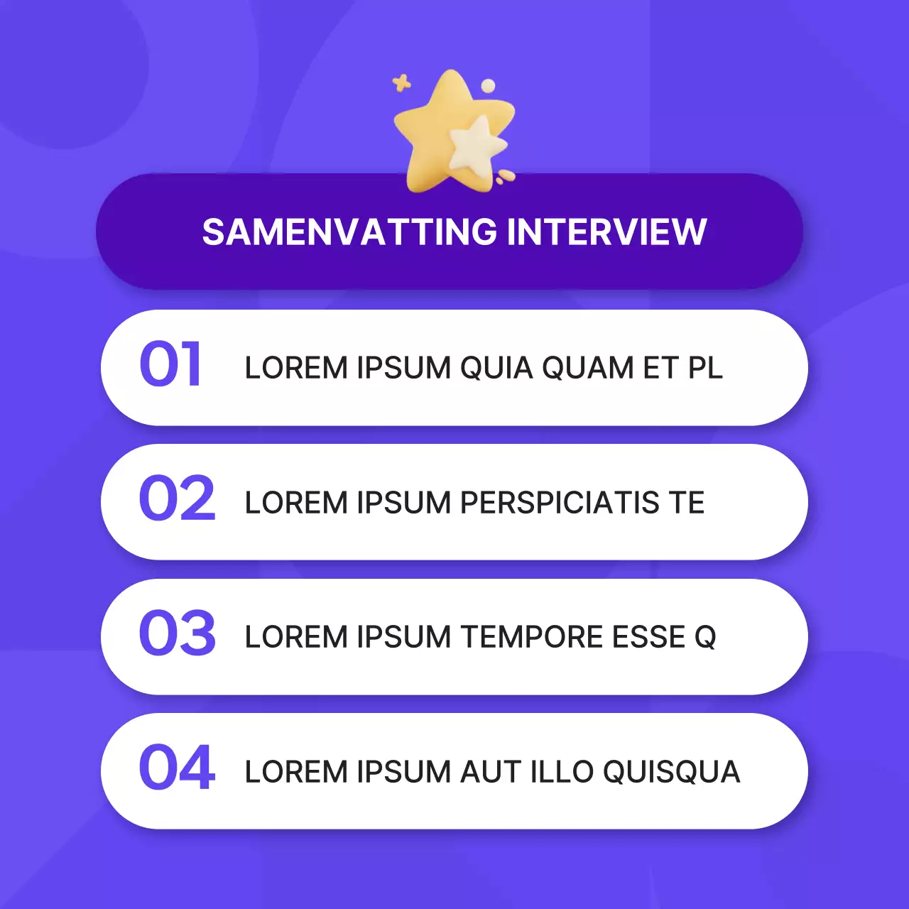 Promoot een eenvoudig persoonlijkheidsinterview in paars en roze