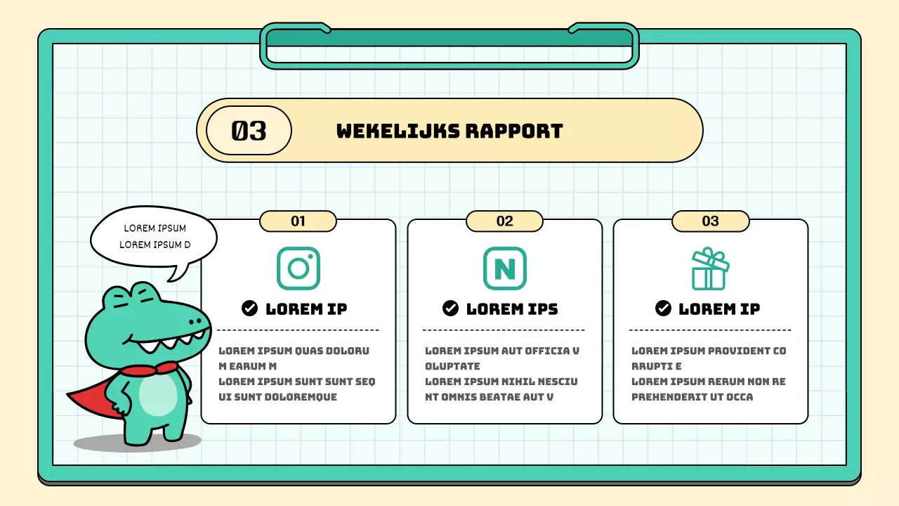 Een eenvoudig verslag van de notulen van de vergadering over de marketingstudie voor munt- en geelsupporters