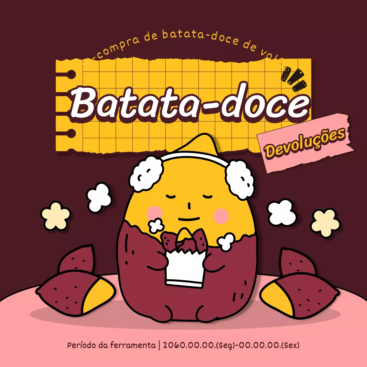 Promoção da batata-doce castanha e amarela