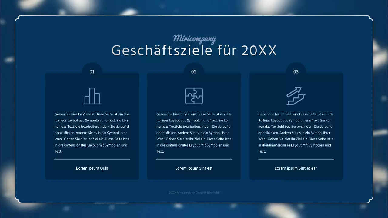 Ein luxuriöser Leistungsbericht zum Jahresende in Marineblau und Silber