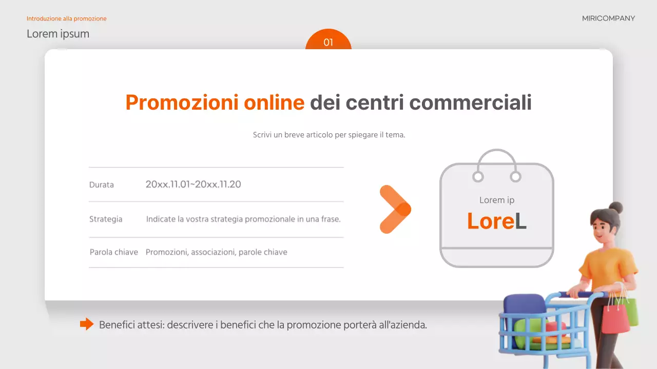Una brochure promozionale di tendenza in arancione e grigio