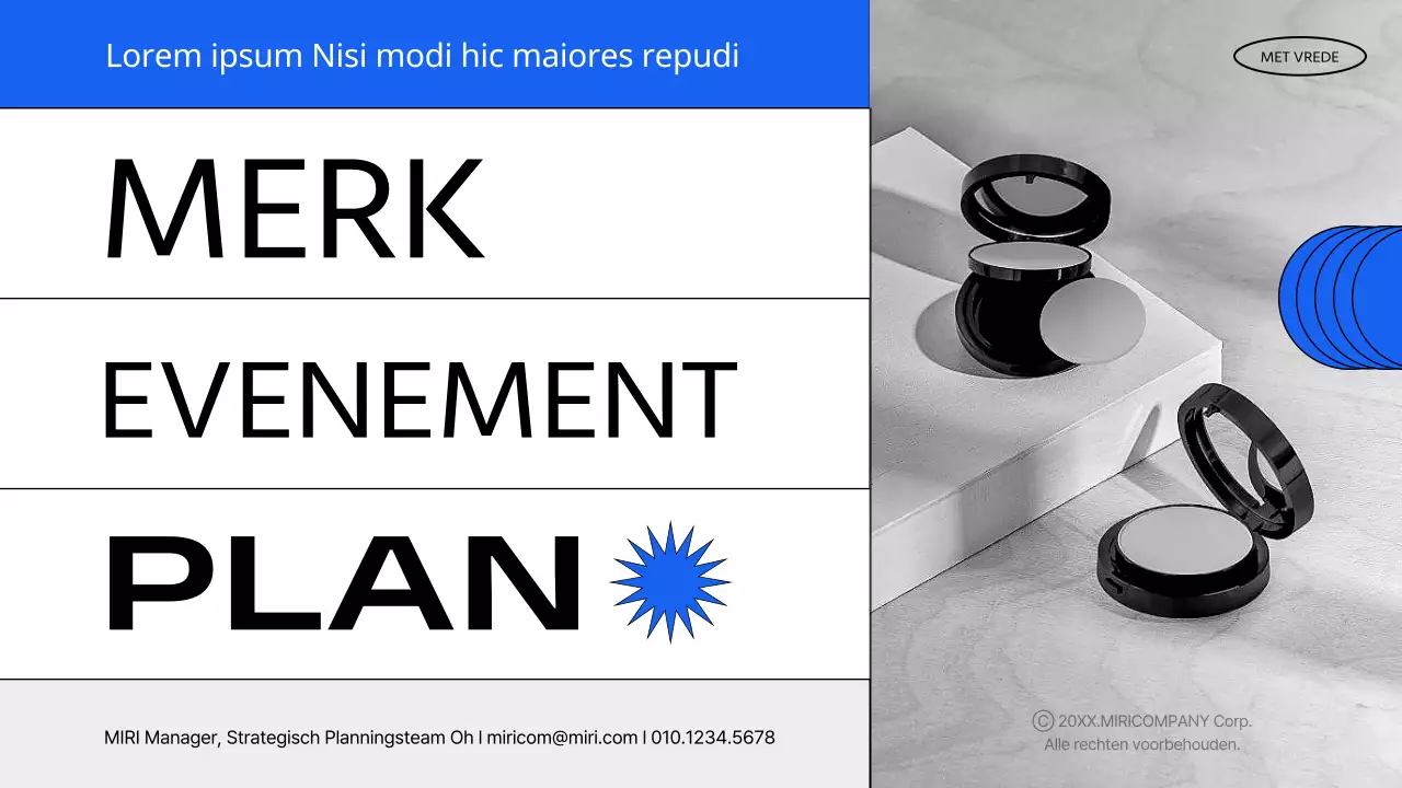 Een eenvoudig evenementvoorstel in blauw en wit