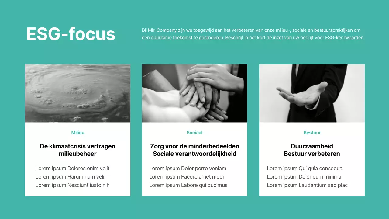 Basisgevoel met mintkleurig accent ESG-rapport