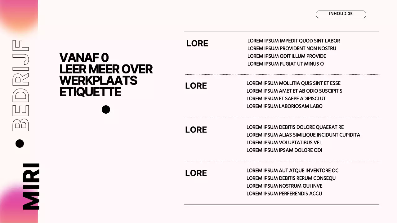 Pink's Modern Company Opleidingsmateriaal voor nieuwe werknemers